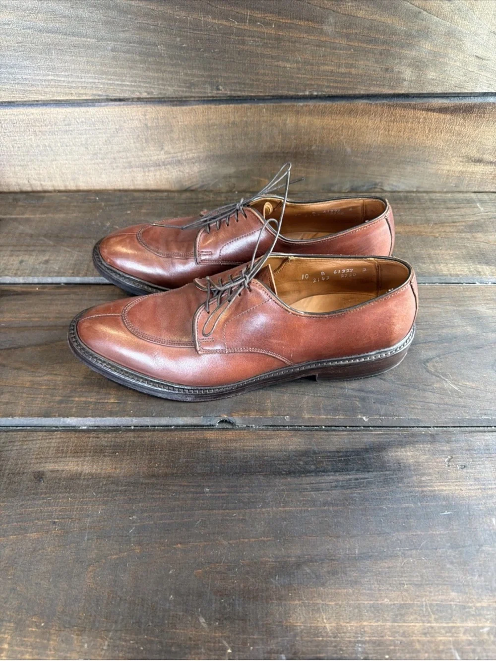 Allen Edmonds Walton Brown Leather Split Toe Oxford Dress Shoes Men Size 10 B